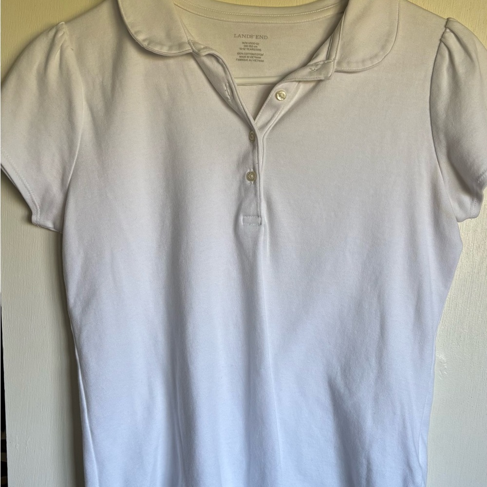 Lands' End Women's White Polo Top